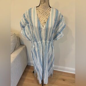 Echo New York striped cotton caftan dress size large brand new with tags